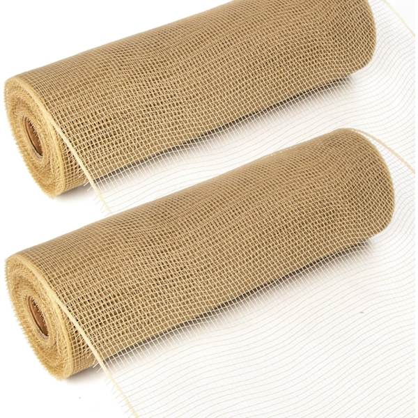 2 ruller beige meshbånd, 10 tommer x 30 fod (10Yard) pr. rulle, påskebånd til