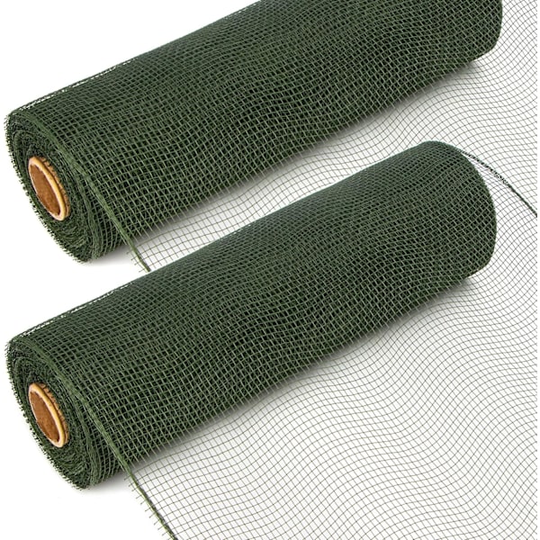 2 rullar mossgrön nätband, nät 10 tum x 30 fot (10 meter) per rulle, använd