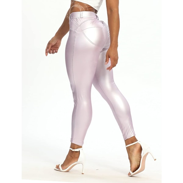 Kvinnors Leggings i konstläder Byxor PU Elastiskt formande höft