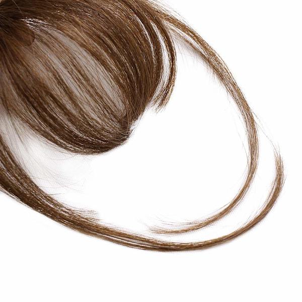 Clip-in lugg 100 % ekte hår extensions medium brun clip på lugg