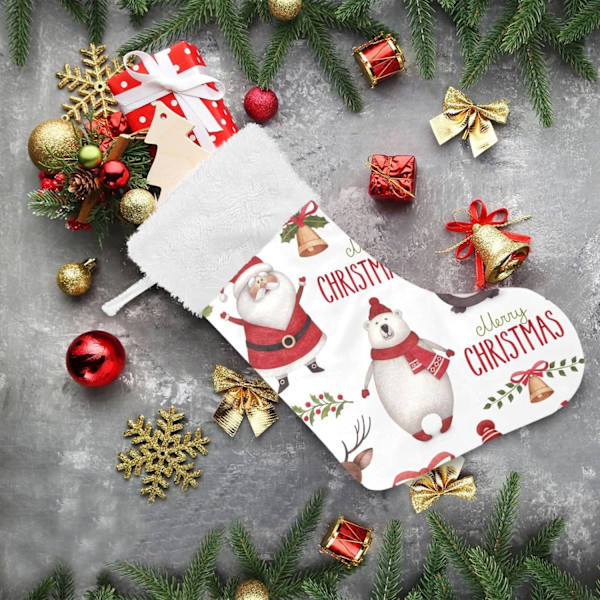Julklapp, personliga julklappsstrumpor 2-pack Jul Tomten Isbjörn Pingvin 45,7 cm Julstrumpor Hängande Ornament K