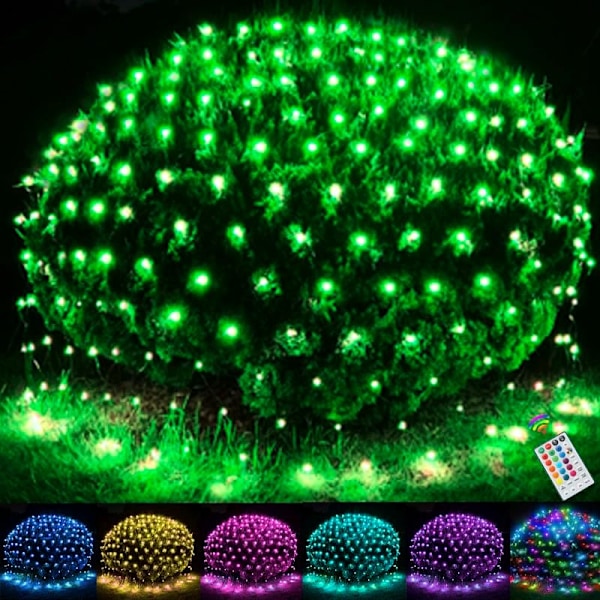 14,8ft x 5ft Julgransnätljus, 240LED Färgförändrande Utomhus Julnätljus Multicolor Grön Blå Vattentät Anslutningsbar för