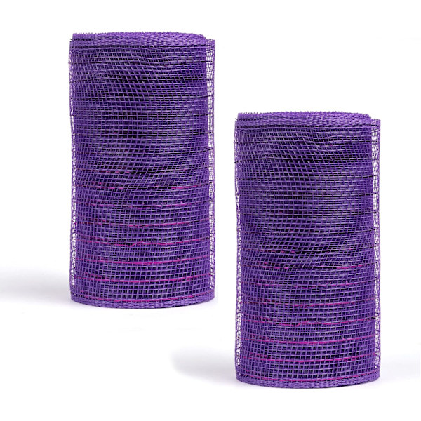 2 pakker 6 tommer metallisk poly mesh bånd (totalt 20 meter, lilla)
