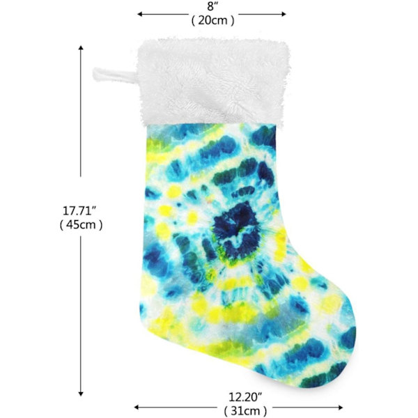 Jule-Strømpe, Personlige Jule-Strømper 2-pak Tie Dye Print 18 Tommer Jule-Strømper Hængende Ornament Pejs til Trædekoration  17.