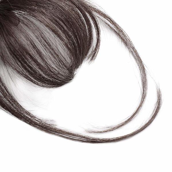 Clip-in lugg 100% ekte hår extensions medium brun clip på lugg