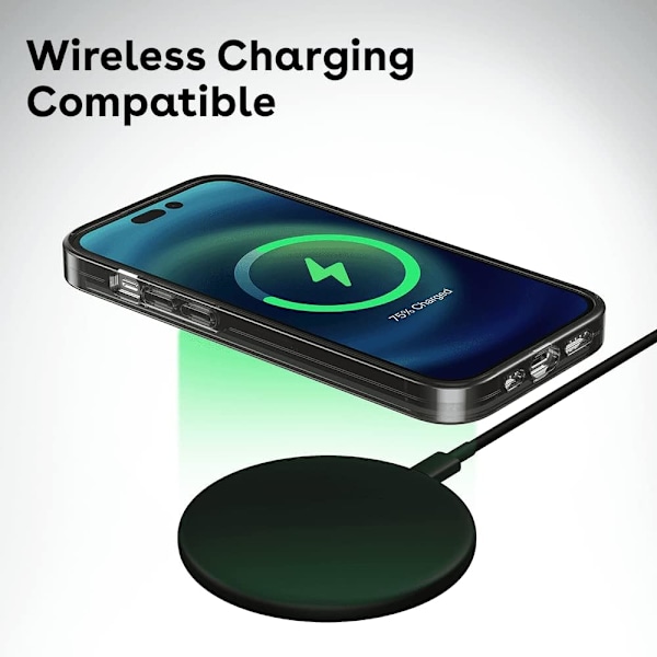 Kompakt iPhone 14 Pro Max Cover [2X Militær Standard Drop Testet / 1,2 m Fald Beskyttelse] - Klar Sort Klar Sort