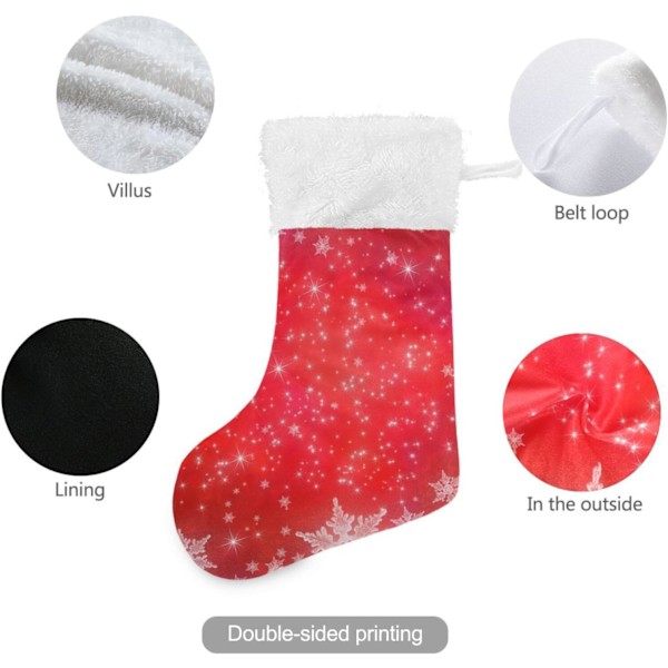 Julstrumpa, personliga julstrumpor 2-pack vita snöflingor jul 45,7 cm julstrumpor hängande prydnad spis för ba