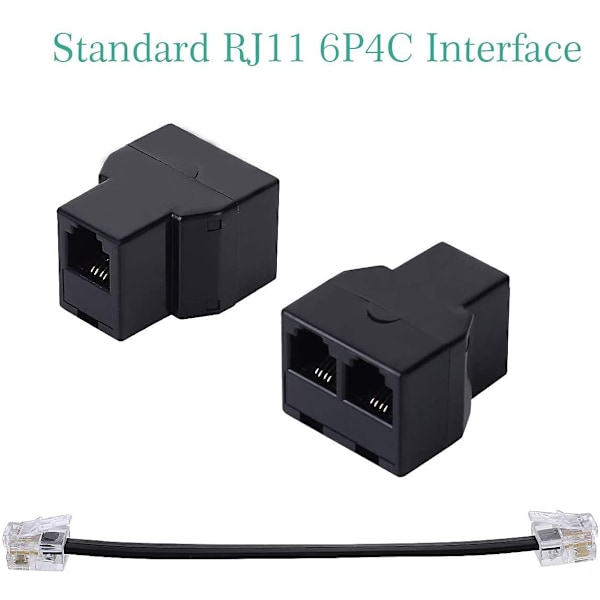 Telefonlinjekabeladapter - RJ11 6P4C Splitter til telefon og