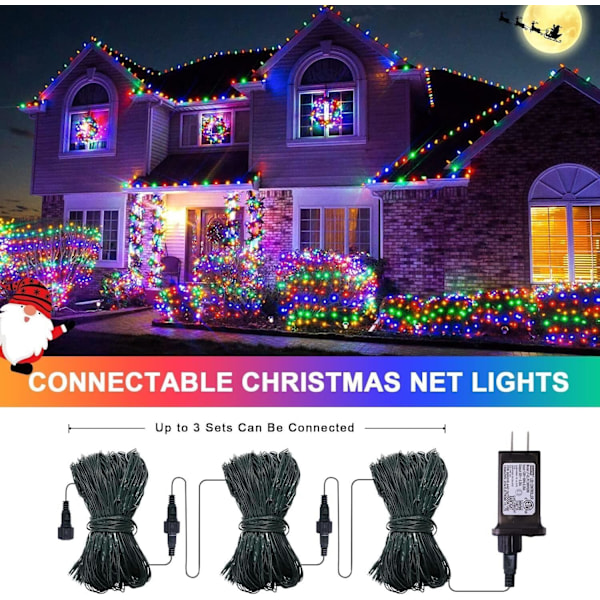 12ft x 5ft 360 LED Julelys Net, 8 Tilstande Busk Netlys Sammenkædelig, Timer, Vandtæt til Juletræer, Buske, Have, Udendørs