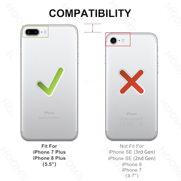 Deksel til iPhone 7 Plus/iPhone 8 Plus 5.5-Ih, Gulner ikke, Fallbeskyttelse, Anti-ripe Gjennomsiktig Hardt Bakside Deksel - Krystallklar Klar