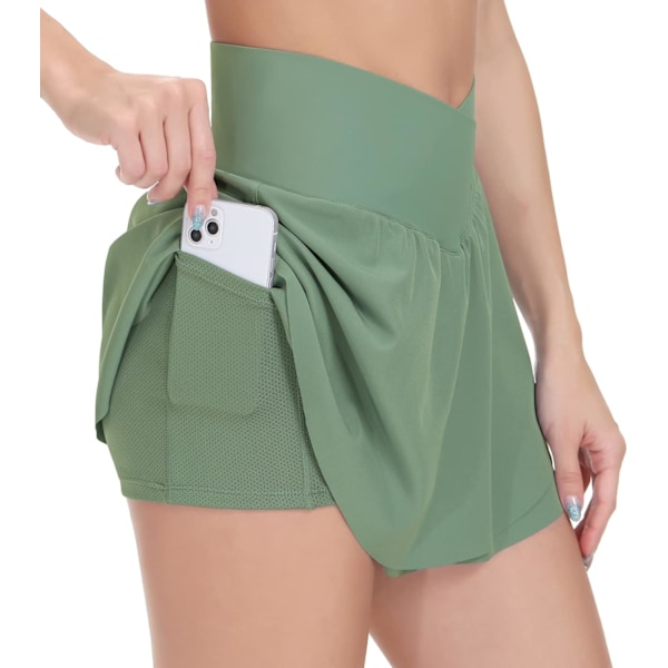 Kvinnors plisserade tennis kjolar hög midja inbyggda mesh shorts golf kjolar med