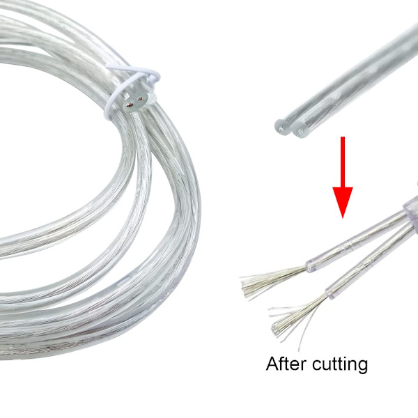 5M elektrisk ledning - 2-leder fladt transparent PVC-kabel