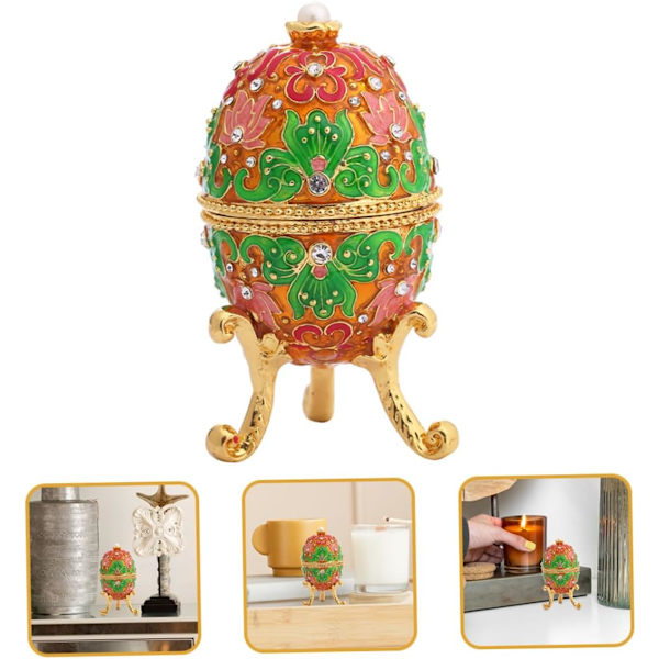 Box Enamel Äggkartong Äggringar för Stekning Antik Dekor Skatt Förvaringsfodral Ringfodral Egguins Bärbar Smyckeskrin Heminredning Dekor Bröllop