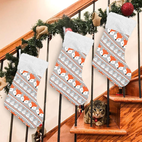 Julklapp, Personliga Julklappsstrumpor 2-pack Räv Barnlig Djur Söt Boho 18 tum Julstrumpor Hängande Ornament Eldstad för