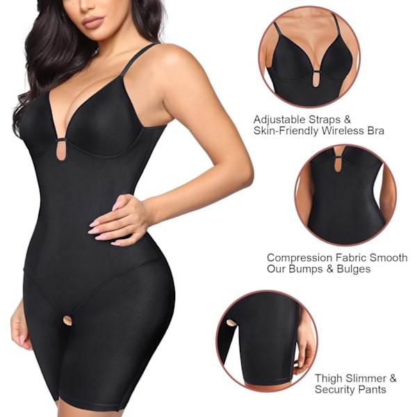 Kvinnors Shapewear Bodysuit Tummy Control Body Shaper Spaghetti Strap BH-topp