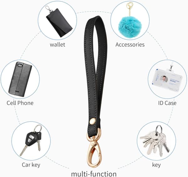 Håndledsrem, ægte læder håndledsnor håndrem erstatning til pung, clutch, pose, telefon, ID