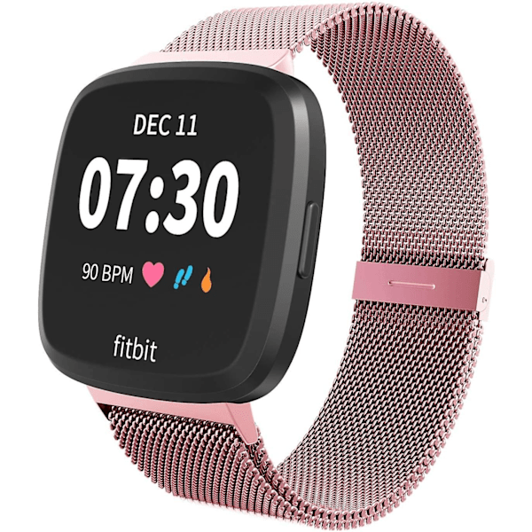 Metal Justerbar Udskiftningsarmbånd Magnetiske Remme Kompatibel Med Fitbit Versa/versa 2/versa Lite/se, Multi-farve Rose Gold Large