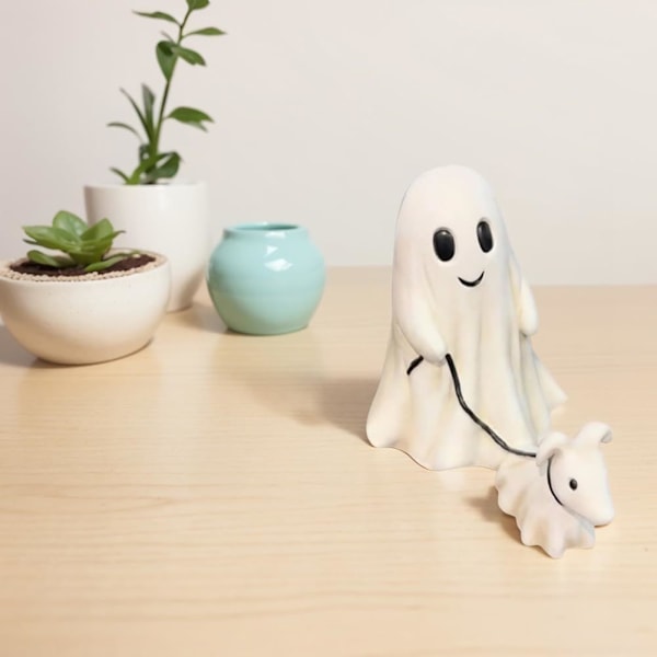 Spøgelsesgåhundestatue, 2024 Nye Spooky Ghosts Gå Hans Hund,     Figurin Dekorationer, Sjov Hjem Bordplade Dekor Indendørs Udendørs (A) A