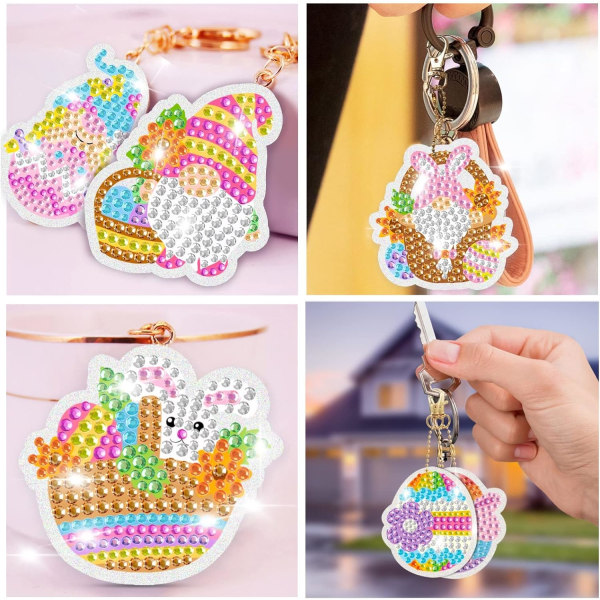 5D DIY DIAMANT Målning Påsk nyckelring kit, 15:e nyckelring bifogad anh?