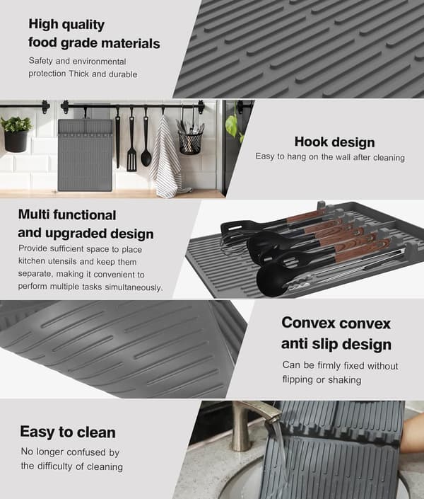 2-pack silikonstekspadematte för Blackstone - Stor silikonspadematte med droppskydd - Stekspadematte BBQ Grilltillbehör - Sidohyllsmattor