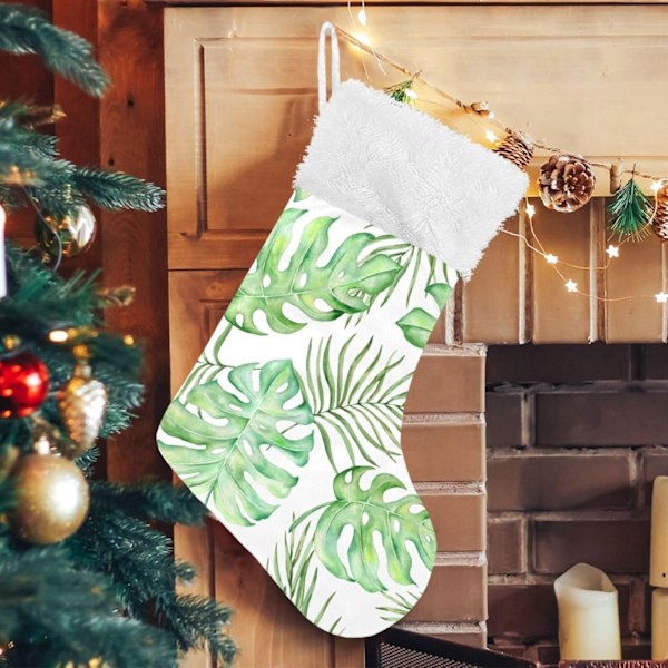 Julklapp, Personliga Julklappsstrumpor 2-pack Eukalyptusblad Tropiska Växter 9 18 tum Julstrumpor Hängande Ornament Kami