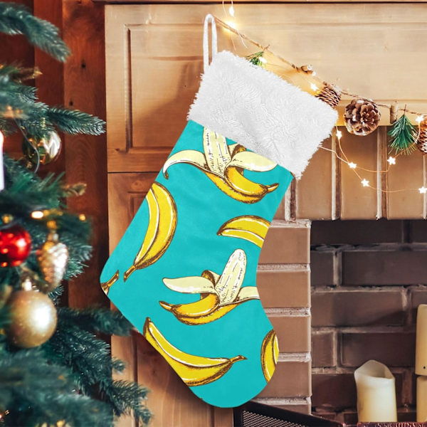 Julklapp, Personliga Julklappsstrumpor 2-pack Bananmönster 45,7 cm Julstrumpor Hängande Ornament Kamin för Träddekoration 17