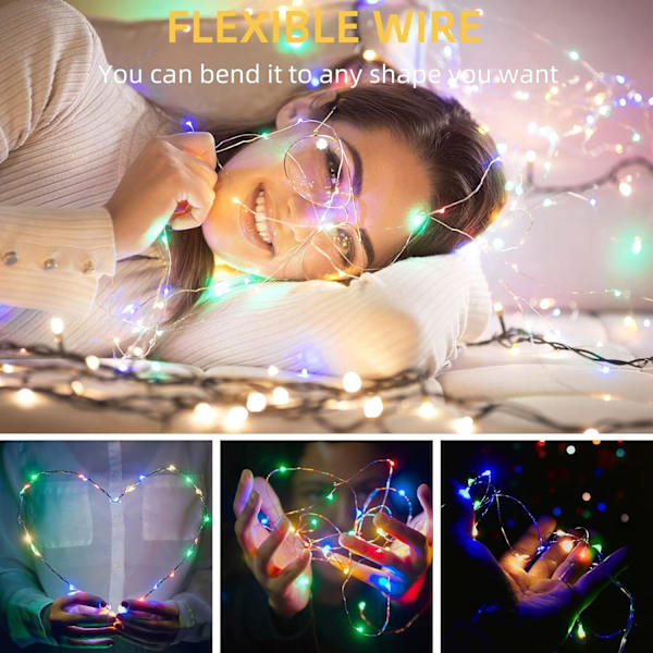 20-pack batteridrivna ljusslingor, 20 LED-lampor på 2 meter silvertråd, 20 LED-kopparlampor, batterilåda, multi (20 set - vardera