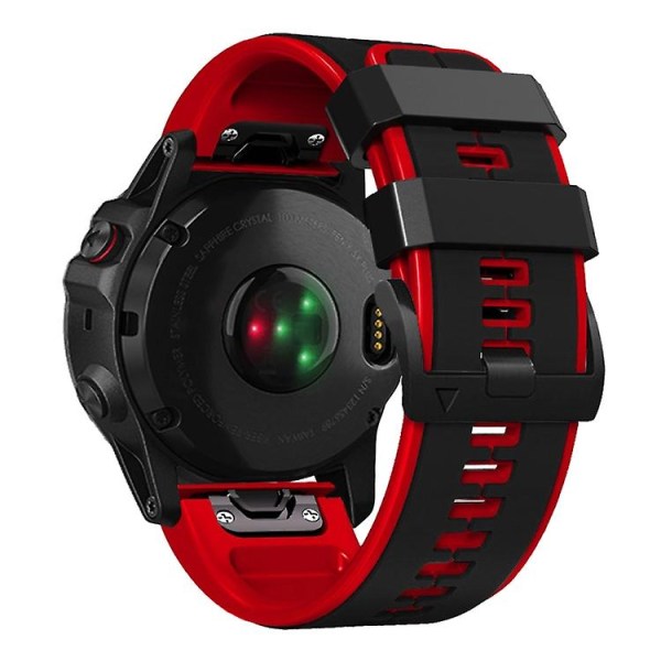 Til Garmin Fenix ​​7x vertikale striber To-farvet silikone urbånd LUL Black Red