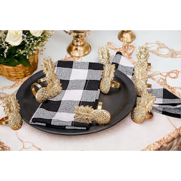 Juldekoration Guld Servettringar Set om 12, Thanksgiving Servetthållare,