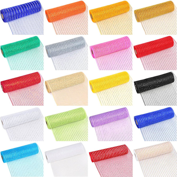 Deco Mesh 5,9 tommer x 30 fod Dekor Mesh Bånd med Metallic Foil Deco Mesh