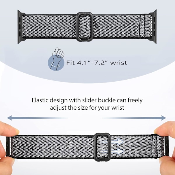 5-PAK Nylon elastisk rem kompatibel med Apple Watch -rem 38MM 40MM