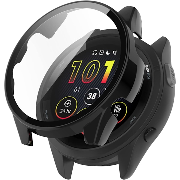 Yhteensopiva Garmin Forerunner 265/265S -kellon näytönsuojakotelon kanssa, TPU-ohut kotelo [Metallivärinen kehys] [3D-täyspeitto] Suojakuori