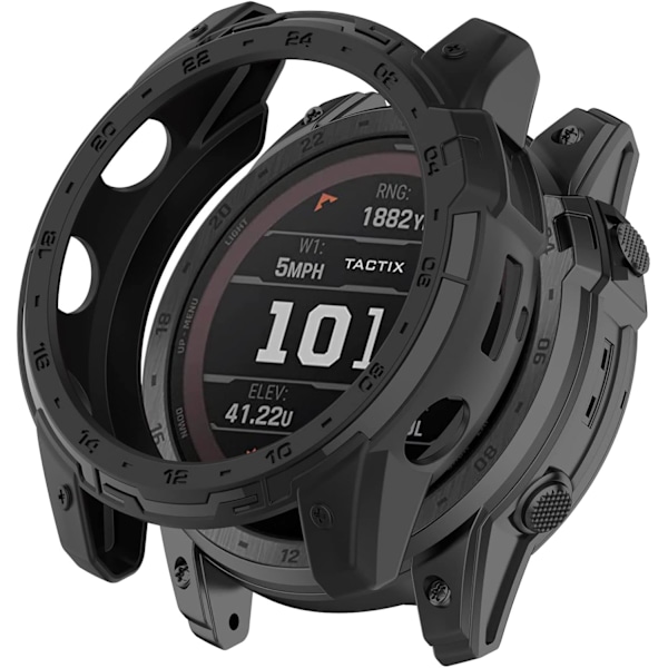 2-pack Tactix 7 Klockfodral Kompatibla med Garmin Tactix 7/7 Pro, Robust Skyddsfodral, Inget Skärmskydd (Svart+Svart) Svart