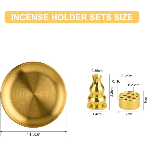 3 i 1 Røkelseholder - Messingpinne Røkelsebrenner