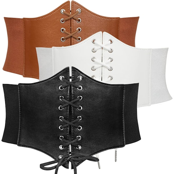 Women’s Elastic Costume Waist Belt Lace-up Tied Waspie Corset Belts for Women by