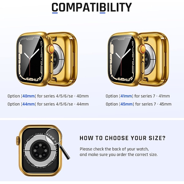 2 i 1 vanntett deksel for Apple Watch-skjerm
