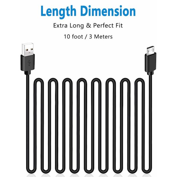 3-pakning 10 fot Ps4 ladekabel for Xbox One Controller, Ps4