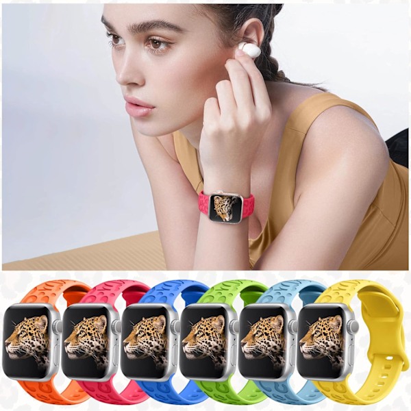 6-pak leopardgravert band som er kompatibel med Apple Watch