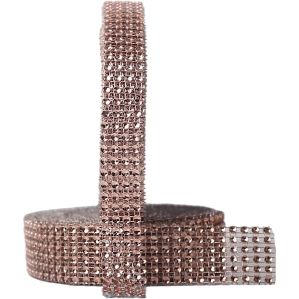 Rose Gold Rhinestone Ribbons - 2 rullar Mesh Ribbon Strip