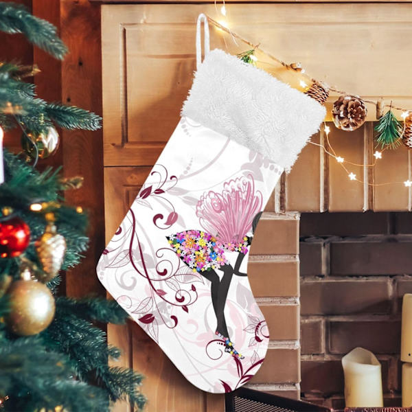 Julklapp, personliga julklappsstrumpor 2-pack Magisk älva blommor flicka fjäril 18 tum julstrumpor hängande prydnad K