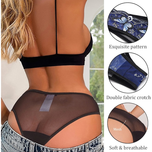 Sexy truser for kvinner Butterfly Broderte undertøy Mesh