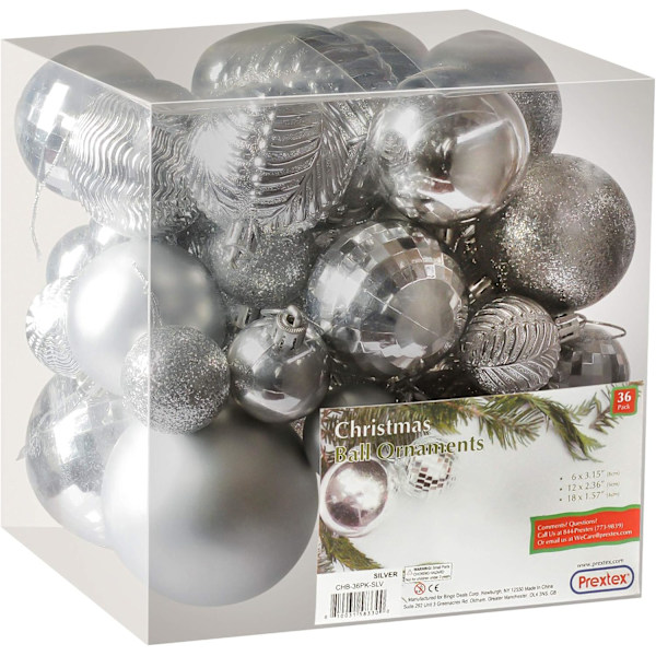 Julgransprydnader - Silver Christmas Ball Ornaments Set för jul,