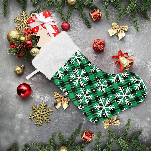 Julklapp, personliga julklappsstrumpor 2-pack Jul Grön Buffelrutig 45,7 cm Julstrumpor Hängande Ornament Eldstad för Bygg