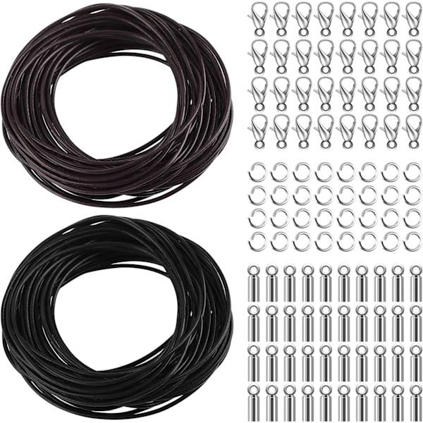 Læderrem til smykkefremstilling (10 meter) - Craft Twine Halskæde og Armbåndssæt med Låse