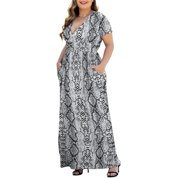 Kvinnors L-5XL Kort/Långärmad V-hals Plus Size Casual Maxi Klänningar med