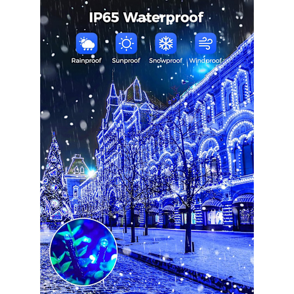 Solcellsbelysning för utomhusbruk, vattentät, 2-pack totalt 80 fot 200 LED-solcellslampor med 8 lägen, solcellsbelysning för utomhusbruk, solcells ljusslinga