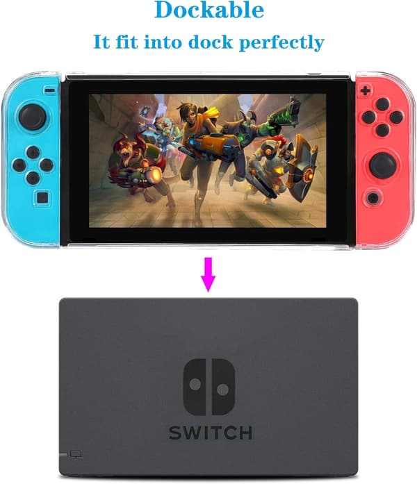 Dockbar Klart Etui til Nintendo Switch, FANPL Beskyttelsesetui til Nintendo Switch og Joy Con Controller - Krystalklar