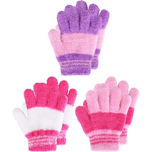 Barn Knit Vantar - 3 Par för Varm Vinter