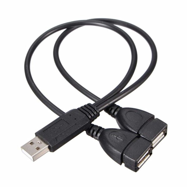 USB-splitter, USB-laderkabel, USB A 2.0 hann til dobbel USB