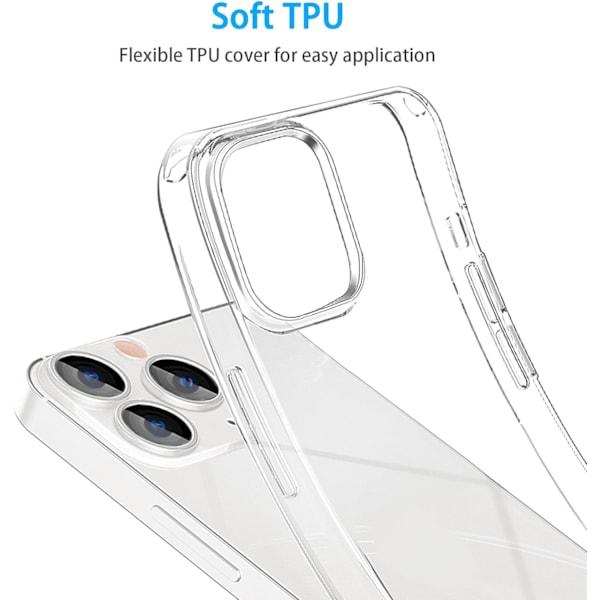 Kompatibel med iPhone 15 Pro Max Cover Klar, Bløde Klare TPU Telefoncovers, Stødsikkert Transparent Bumper Cover Slankt Tyndt Telefon Cover Klar